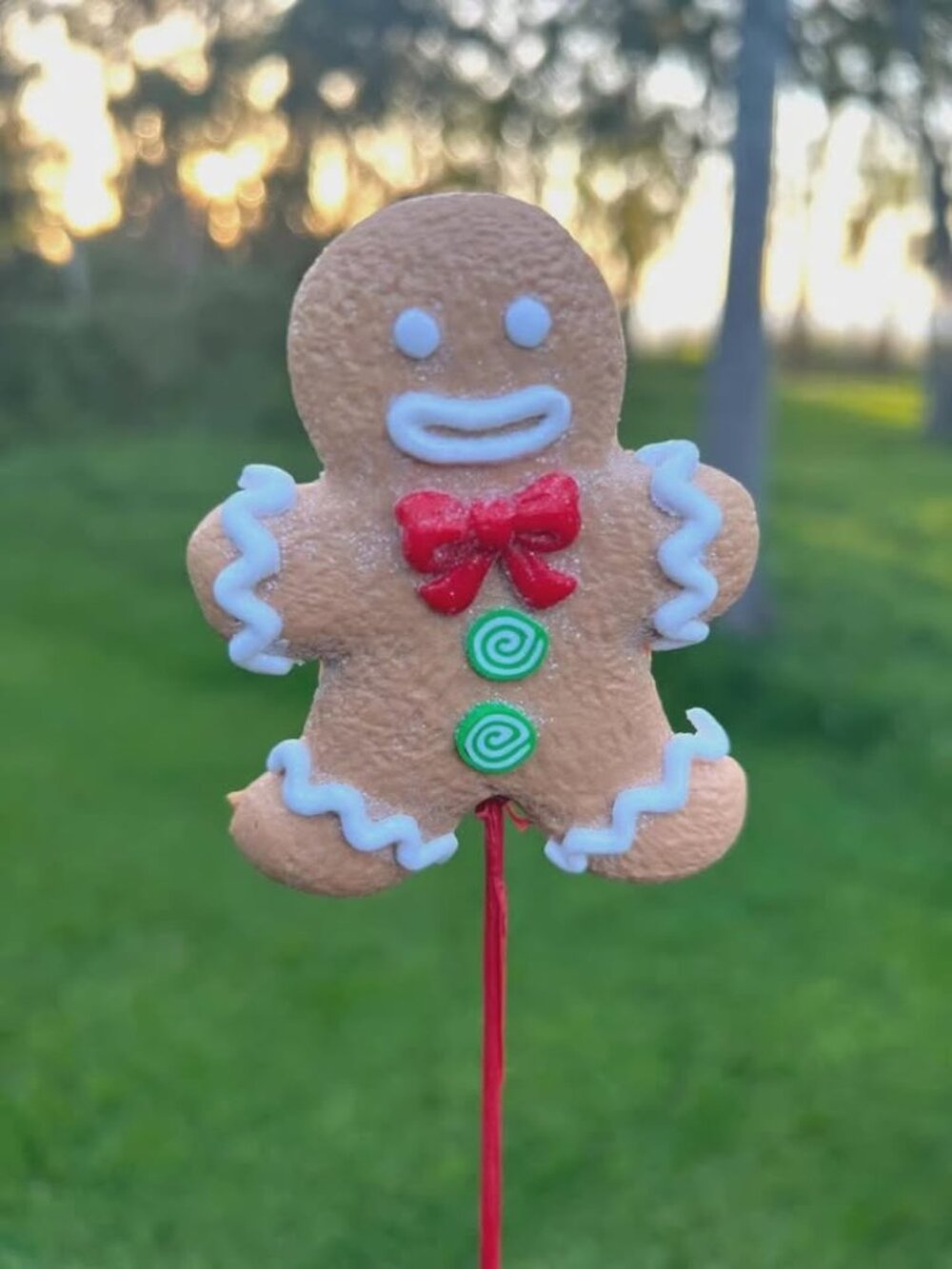 Gingerbread Pick Stem Christmas Tree Wreath Accent Home Decoration Crafts